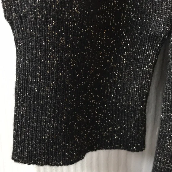 Loft black w silver metallic knit long sleeve sweater dress NWT - Picture 4 of 7